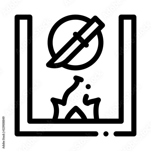 Knife Fireplace Icon Vector. Outline Knife Fireplace Sign. Isolated Contour Symbol Illustration