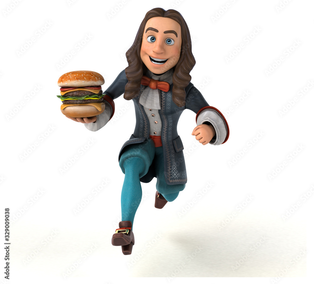3D Illustration of a cartoon man in historical baroque costume 3D Illustration of a cartoon man in historical baroque costume