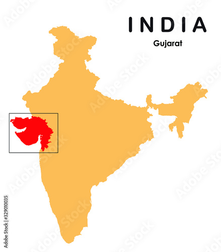 vector illustration of Gujarat in India map