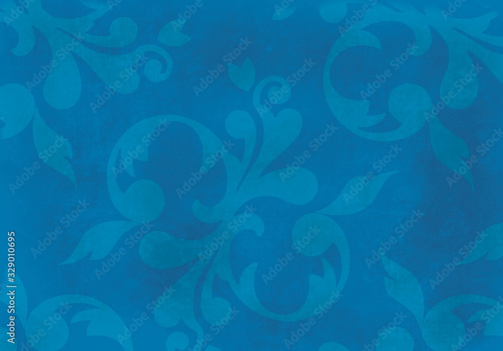 Naklejka Jugendstil viktorianisch floral Ornament auf Hintergrund blau blätter Textil Wand antik altes Papier Vorlage Layout Design Template Geschenk zeitlos schön alt barock edel rokoko elegant background