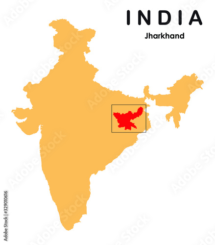Jharkhand in India map. Jharkhand map vector illustration.