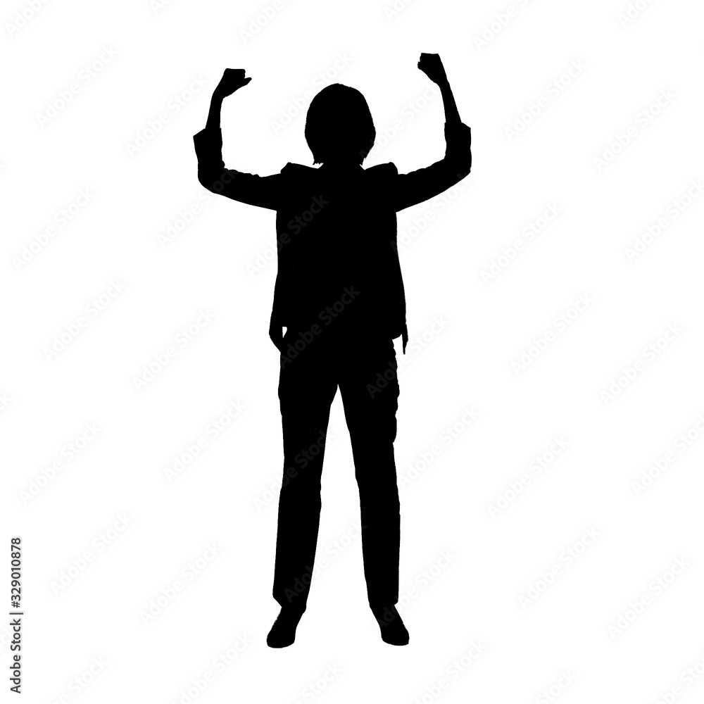 Silhouette of Business People isolated on white - arms up,strong Silhouette of Business People isolated on white - arms up,strong