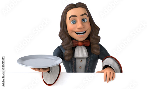 3D Illustration of a cartoon man in historical baroque costume