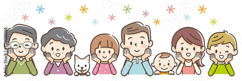 頬杖をつく家族