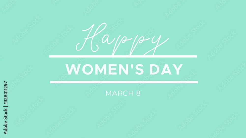 Modern Happy Women's Day with green Background handwritten Modern Happy Women's Day with green Background handwritten