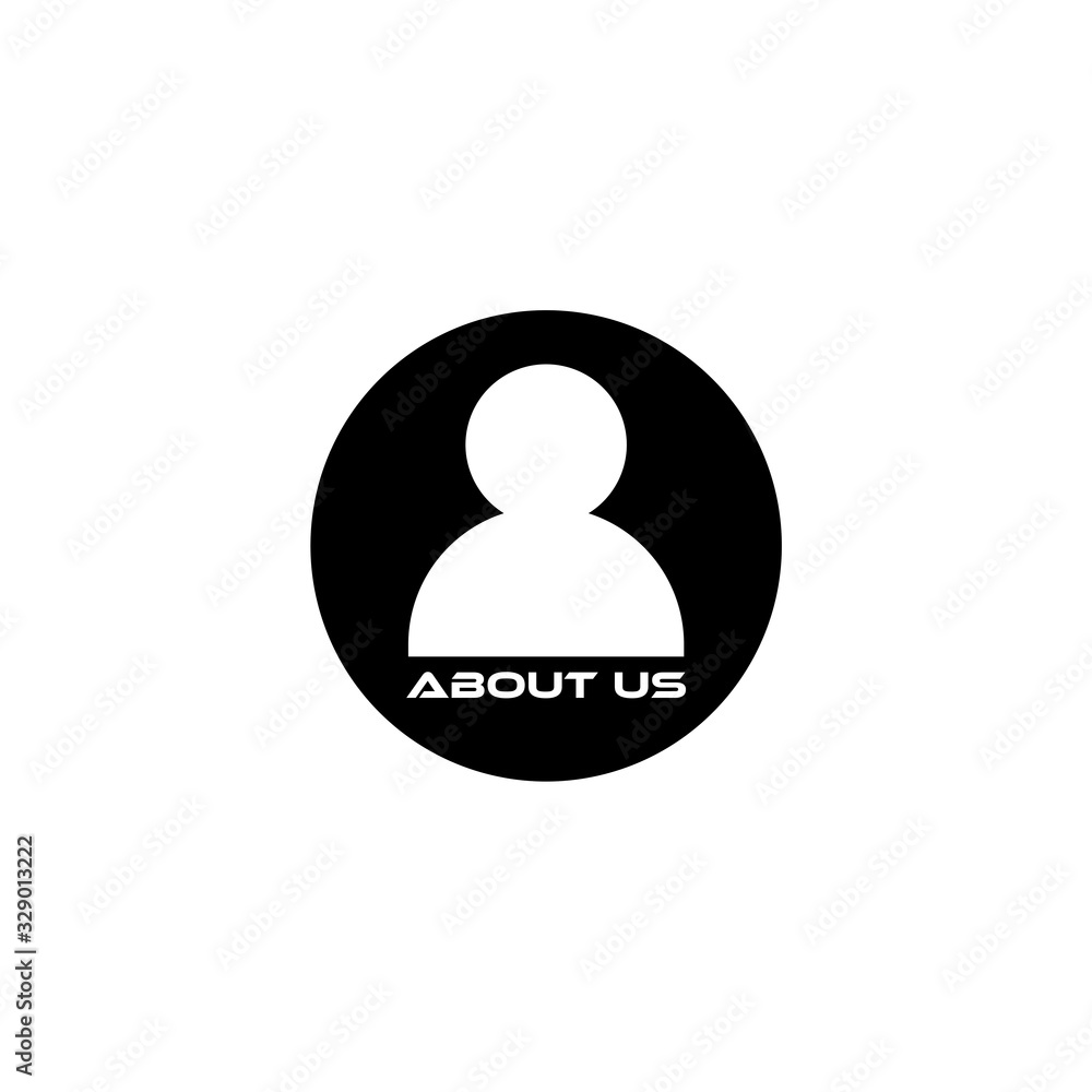 Simple black About Us sign isolated on white background Simple black About Us sign isolated on white background
