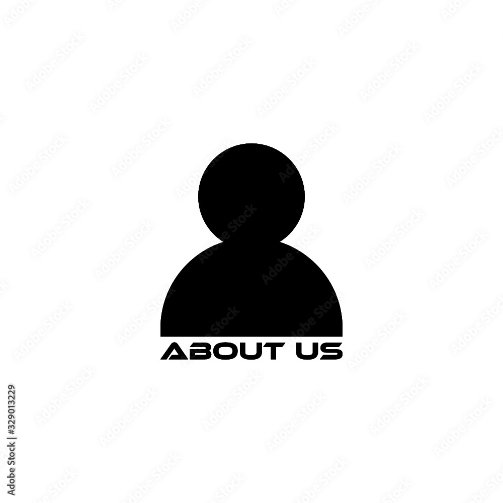 Simple black About Us sign isolated on white background Simple black About Us sign isolated on white background