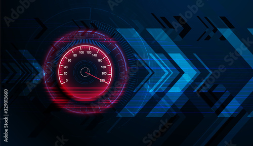Speed motion background with speedometer car