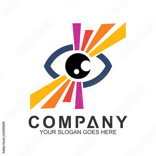Colorful eye logo. Vision icon. Eye care vector logo.