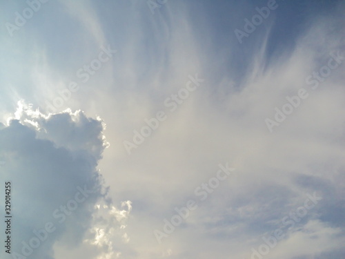 Beautiful blue sky in the evening, and white cloud of texture, with clouds at sunset summer.