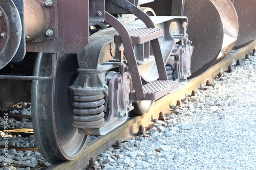 Wheels of train on the station