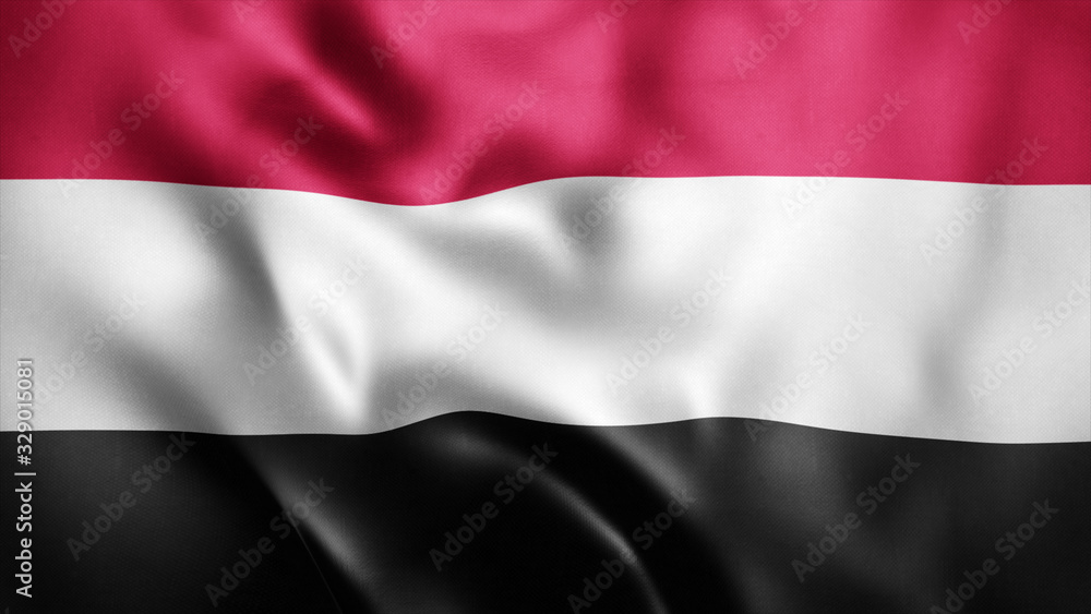 3d Rendered Realistic fabric Shiny Silky waving flag of Yemen 8K Illustration Flag Background Yemen National Fla 3d Rendered Realistic fabric Shiny Silky waving flag of Yemen 8K Illustration Flag Background Yemen National Fla