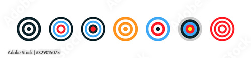 Target collection. Target vector icons, isolated on white background. Targets different shapes and color. Archery target business concept. Vector illustration