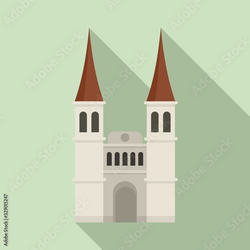 Swiss cathedral icon. Flat illustration of swiss cathedral vector icon for web design