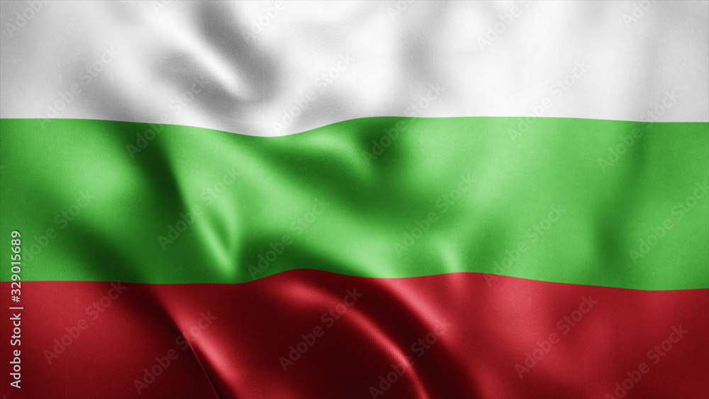 3d Rendered Realistic fabric Shiny Silky waving flag of Bulgaria 8K Illustration Flag Background Bulgaria National Flag