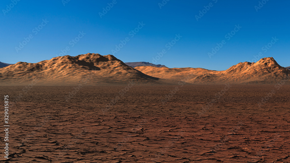 desert landscape, scenic dry area with mountains