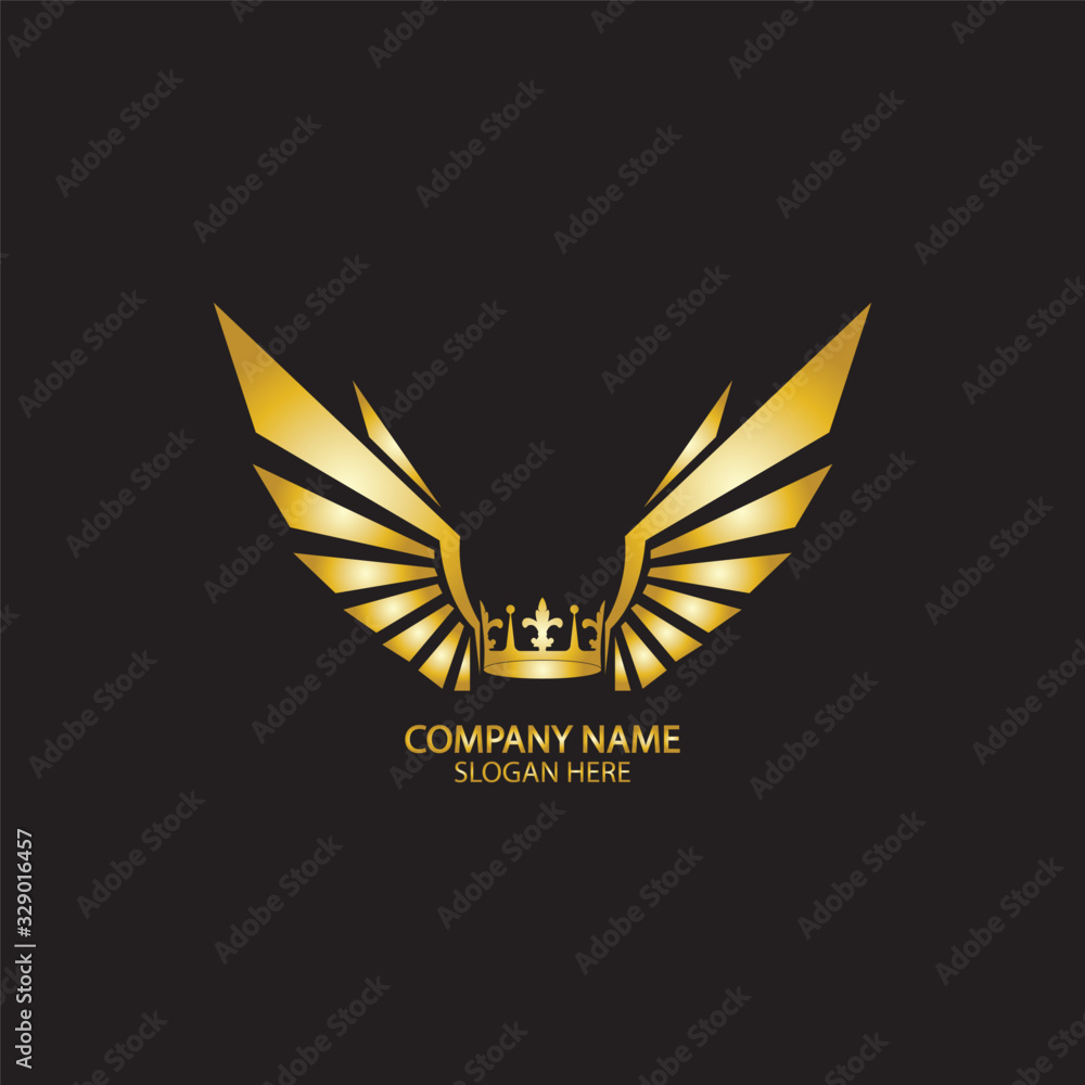 winged crown golden logo / vector illustration. winged crown golden logo / vector illustration.