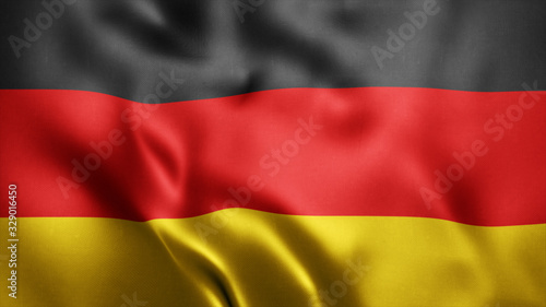 3d Rendered Realistic fabric Shiny Silky waving flag of Germany. 8K Illustration Flag Background Germany. National Flag