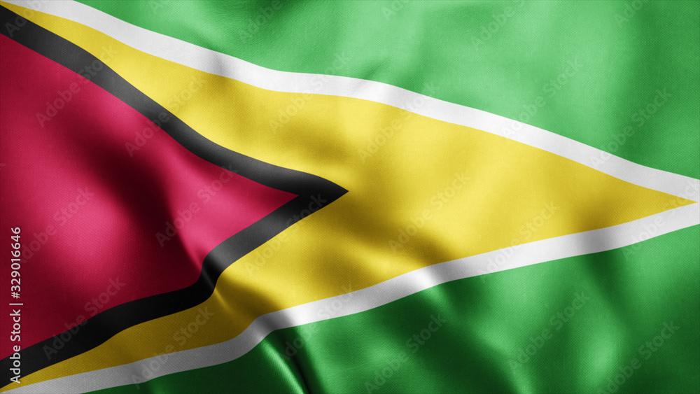 3d Rendered Realistic fabric Shiny Silky waving flag of Guyana 8K Illustration Flag Background Guyana National Flag 3d Rendered Realistic fabric Shiny Silky waving flag of Guyana 8K Illustration Flag Background Guyana National Flag