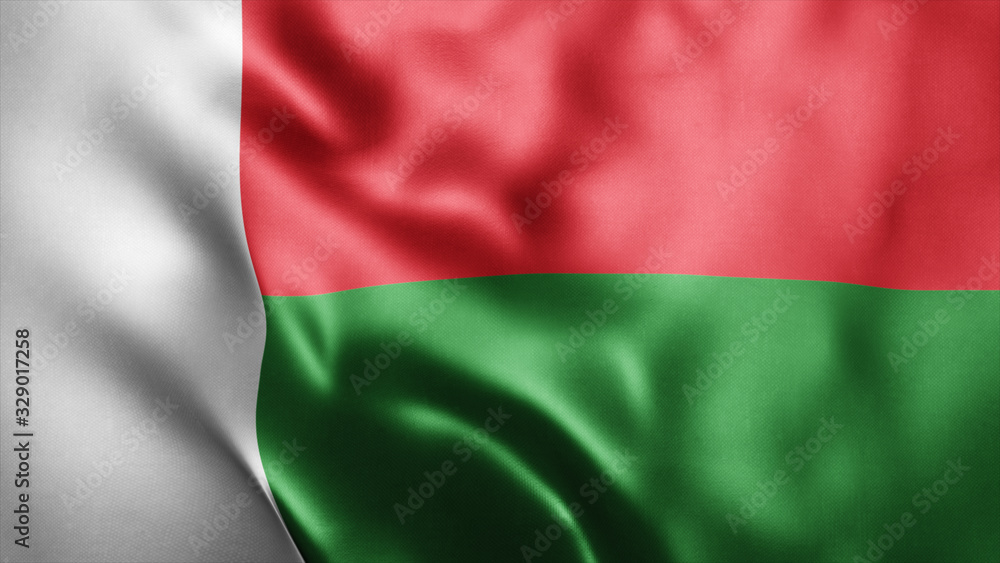 3d Rendered Realistic fabric Shiny Silky waving flag of Madagascar 8K Illustration Flag Background Madagascar National Flag 3d Rendered Realistic fabric Shiny Silky waving flag of Madagascar 8K Illustration Flag Background Madagascar National Flag