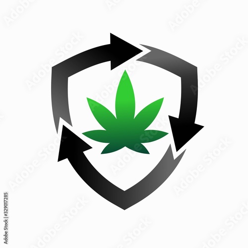 recycle symbol and cannabis logo