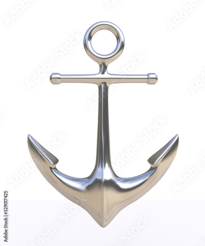 3d render of shiny steel chrome anchor