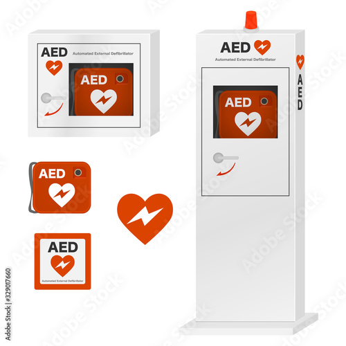 AED　Automated External Defibrillator　ベクターイラスト