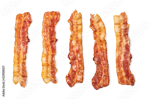 Papier peint Closeup of slices of crispy hot fried bacon