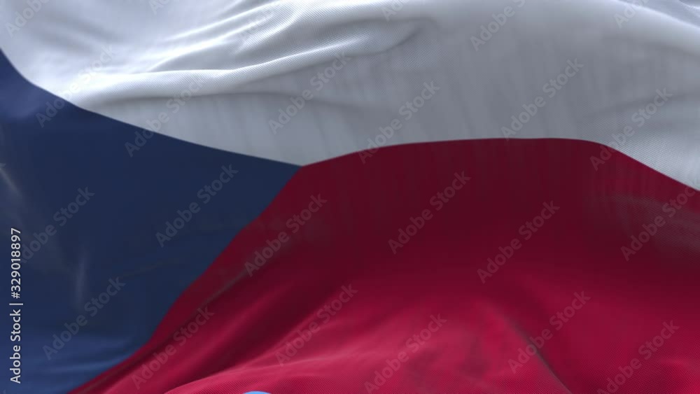 4k Czech Republic National flag slow loop seamless waving with visible wrinkles in wind blue sky background.A fully digital rendering;animation loops at 20 seconds. 4k Czech Republic National flag slow loop seamless waving with visible wrinkles in wind blue sky background.A fully digital rendering;animation loops at 20 seconds.