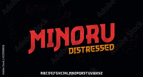 minoru, the Japanese or Chinese  style font with grunge distressed texture font