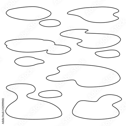 Water of puddle vector Outline set icon. Isolated vector illustration water of puddle on white background . Outline set icon raindrop.