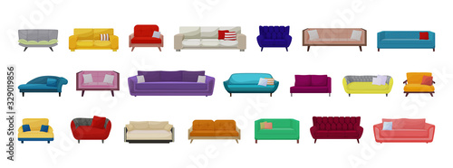 Sofa isolated cartoon set icon. Vector illustration couch on white background . Furniture cartoon set icon.