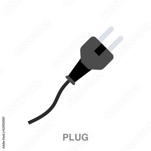 plug cable flat icon on white transparent background. You can be used black ant icon for several purposes. 