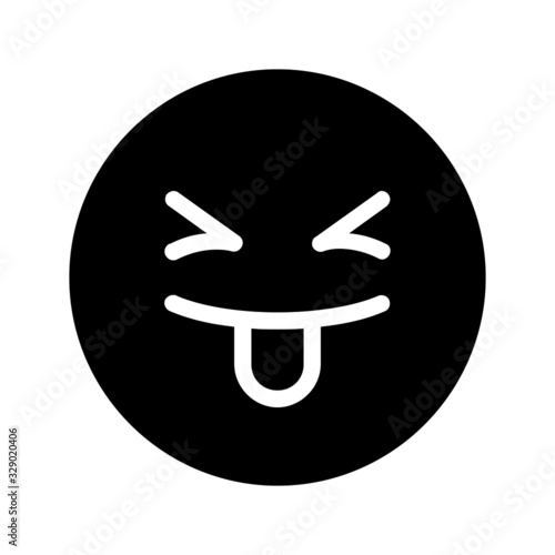 silly expression icon with glyph style. Suitable for website design, logo, app and ui.