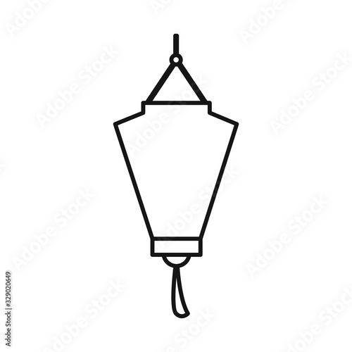 Vector illustration of lantern and paper sign. Collection of lantern and ornament stock symbol for web.