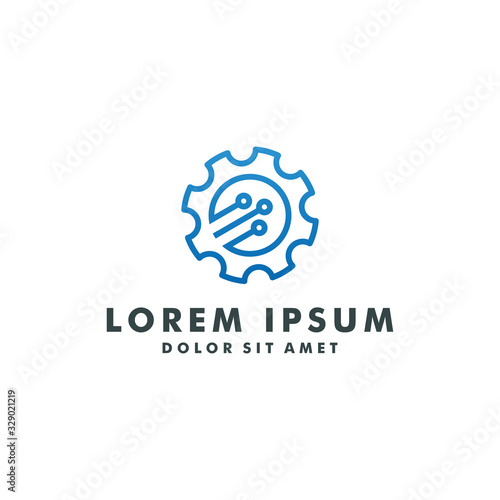gear mechanical logo design template vector illustration