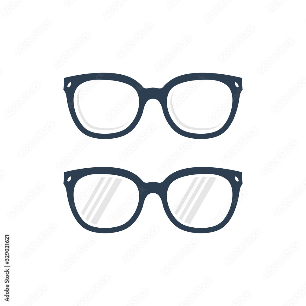 Glasses icon vector, eyeglasses symbol. Accessory pictogram, flat vector sign isolated on white background. Simple vector illustration for graphic and web design Glasses icon vector, eyeglasses symbol. Accessory pictogram, flat vector sign isolated on white background. Simple vector illustration for graphic and web design