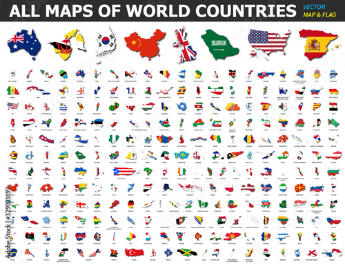 Fotografia, Obraz All maps of world countries and flags