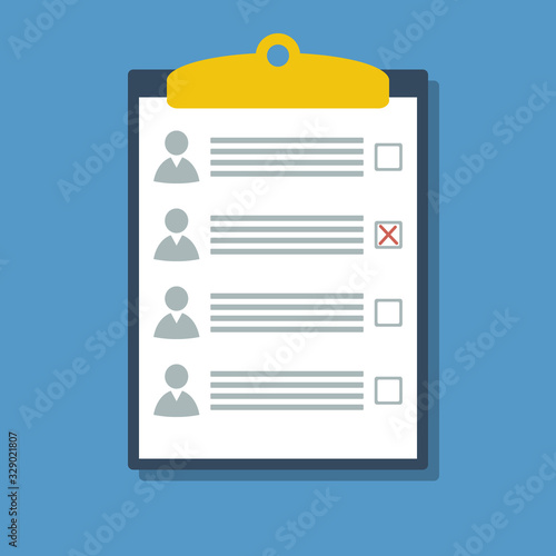 election voting ballot with one chosen candidate