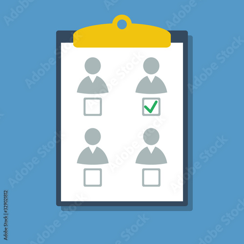 election voting ballot with one chosen candidate