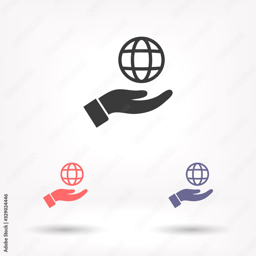 Planet in the hand icon , lorem ipsum Flat design Planet in the hand icon , lorem ipsum Flat design