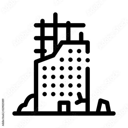 Ruined Building Icon Vector. Outline Ruined Building Sign. Isolated Contour Symbol Illustration