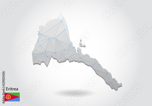 Vector map of eritrea with trendy triangles design in polygonal style on dark background, map shape in modern 3d paper cut art style. layered papercraft cutout design.
