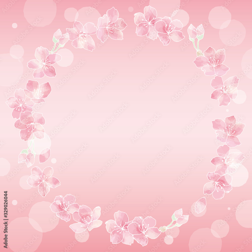 満開の桜の花フレーム09/イラスト素材/背景素材