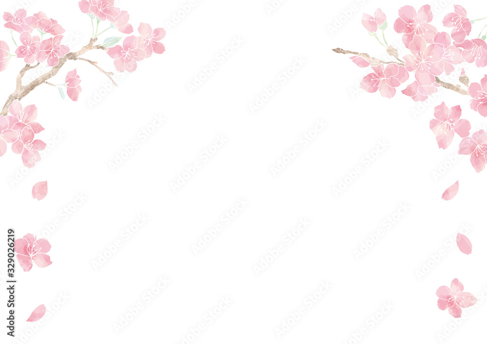 満開の桜の花フレーム14/イラスト素材/背景素材