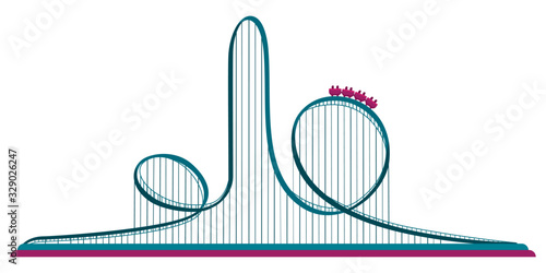 Roller coaster. Vector illustration in flat style isolated on white background.