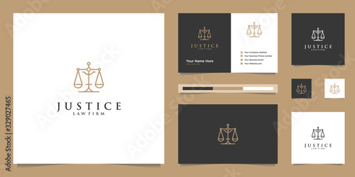 Minimalist Justice logo design with business card template