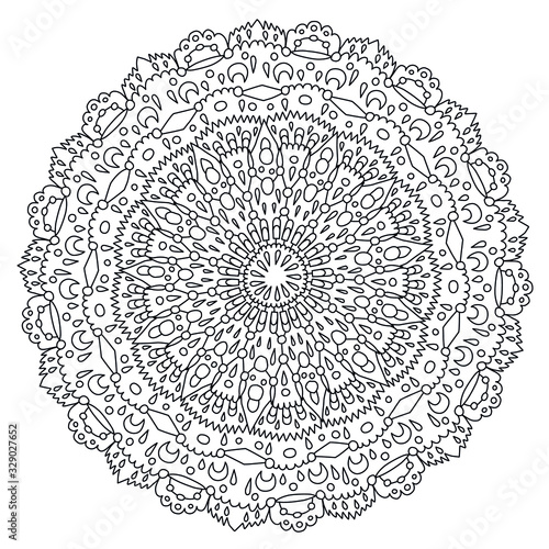 Mandala round star floral lace ethnic pattern coloring page book black and white art therapy relax psychology