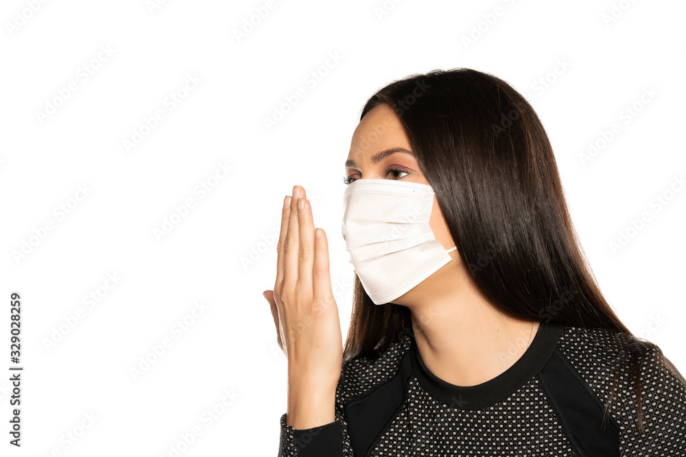 Beautiful young woman with protective mask on her face Beautiful young woman with protective mask on her face