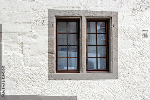 Window in the wall of an old stone building